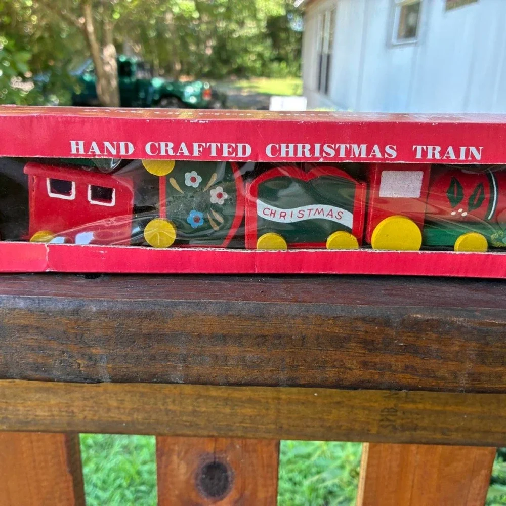 Unbranded Christmas Train Set Unisex OS Red NEW Handcrafted Wooden 90s Vintage